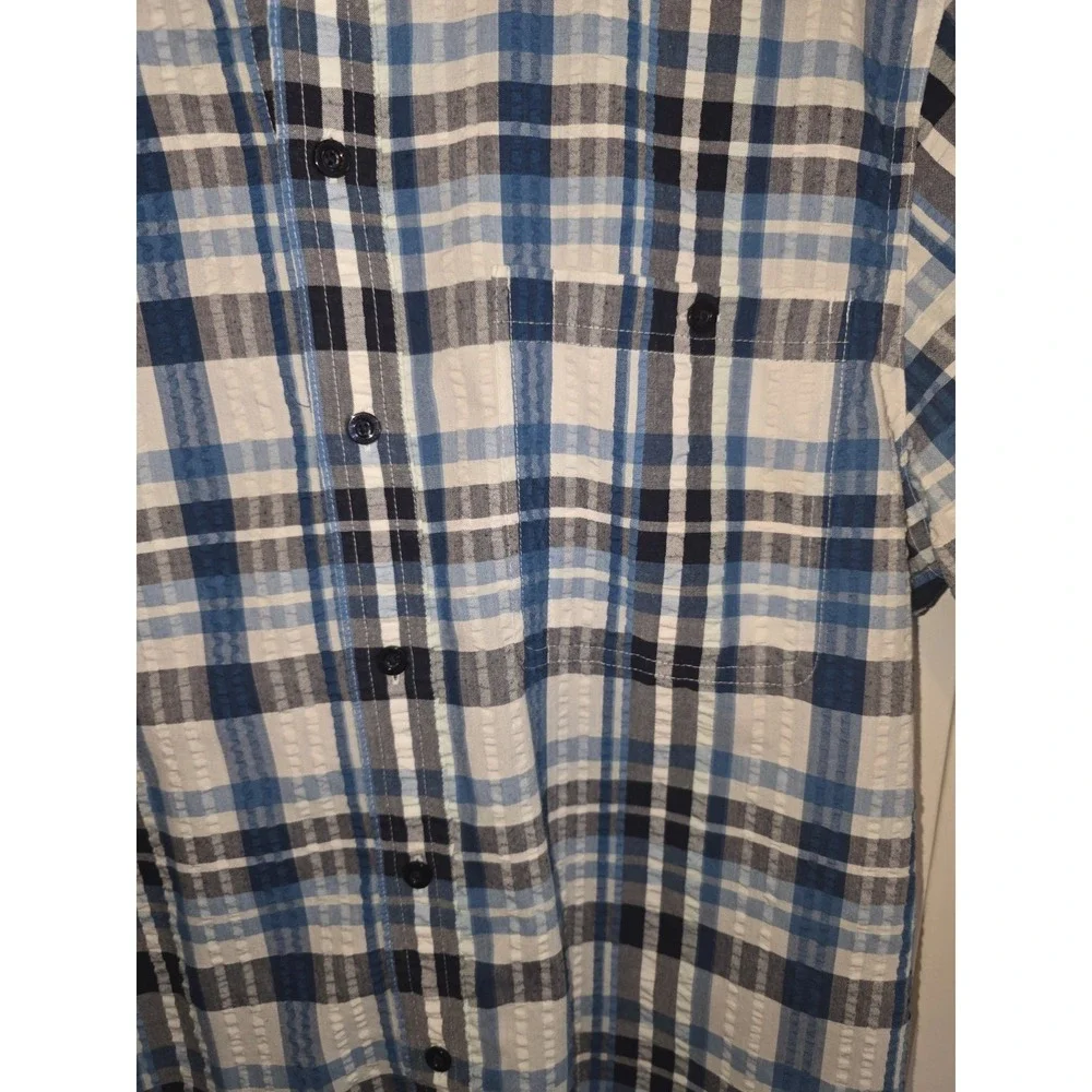 Patagonia Puckerware Men's Shirt White Black Blue Plaid Sz M Gorpcore